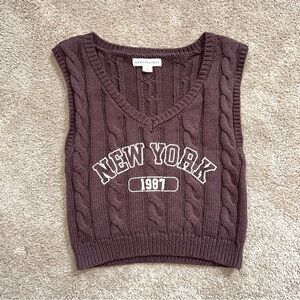 Aeropostale Brown New York Cropped Tee